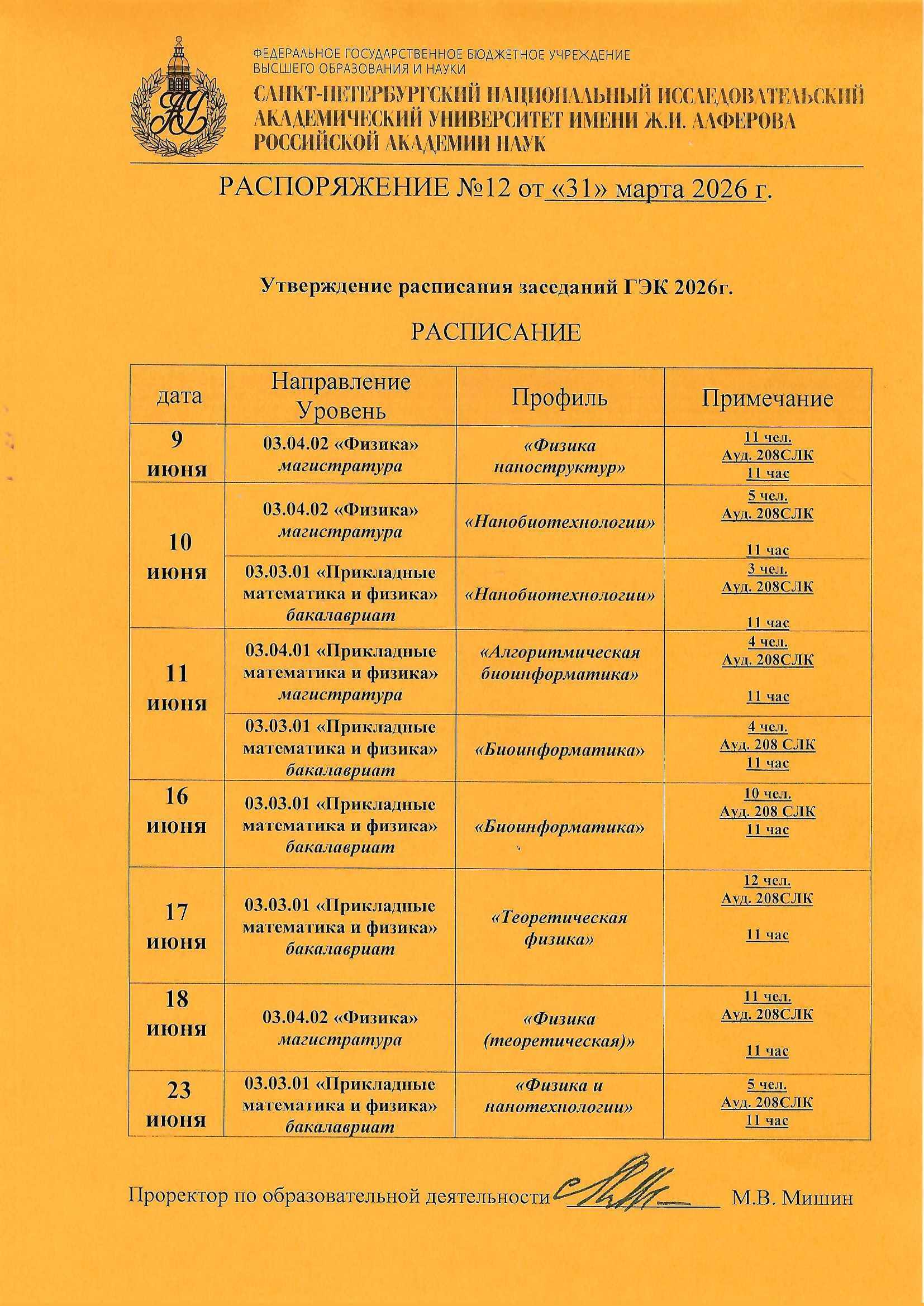 Расписание ГЭК 2026